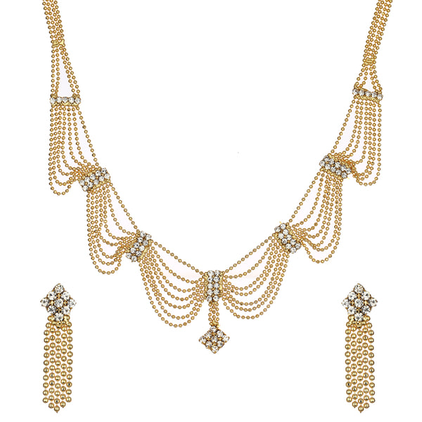 American Diamond Gold Plated Necklace Jewellery Set for Women