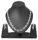 Oxidised Silver-Plated Cubic Zirconia Studded Jewellery Set
