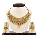 Jewellery Set Gold Plated Collar Necklace Set With Tear Drop Earring & Maang-Tikka Bridal Jewellery For Women & Girls