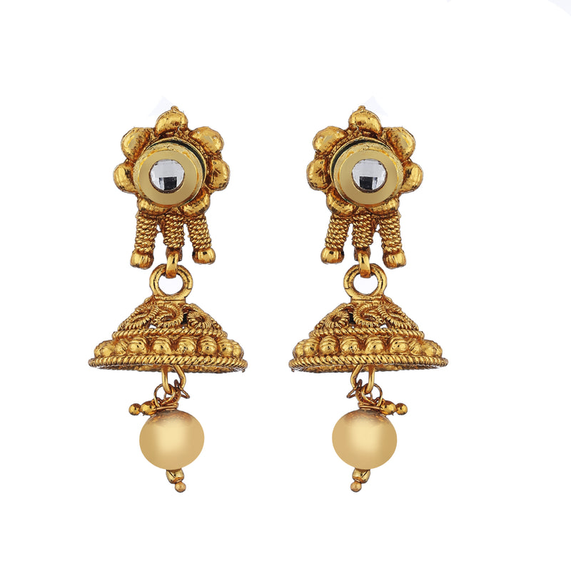 Gold Plated Kundan Polki Designer Pearl Necklace Set With Earring Jewellery