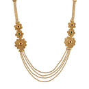 Gold Plated Stylish Multi-Strand Golden Pearls Long Necklace Set With Dangling Earrings Jewellery