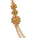 Gold Plated Stylish Multi-Strand Golden Pearls Long Necklace Set With Dangling Earrings Jewellery
