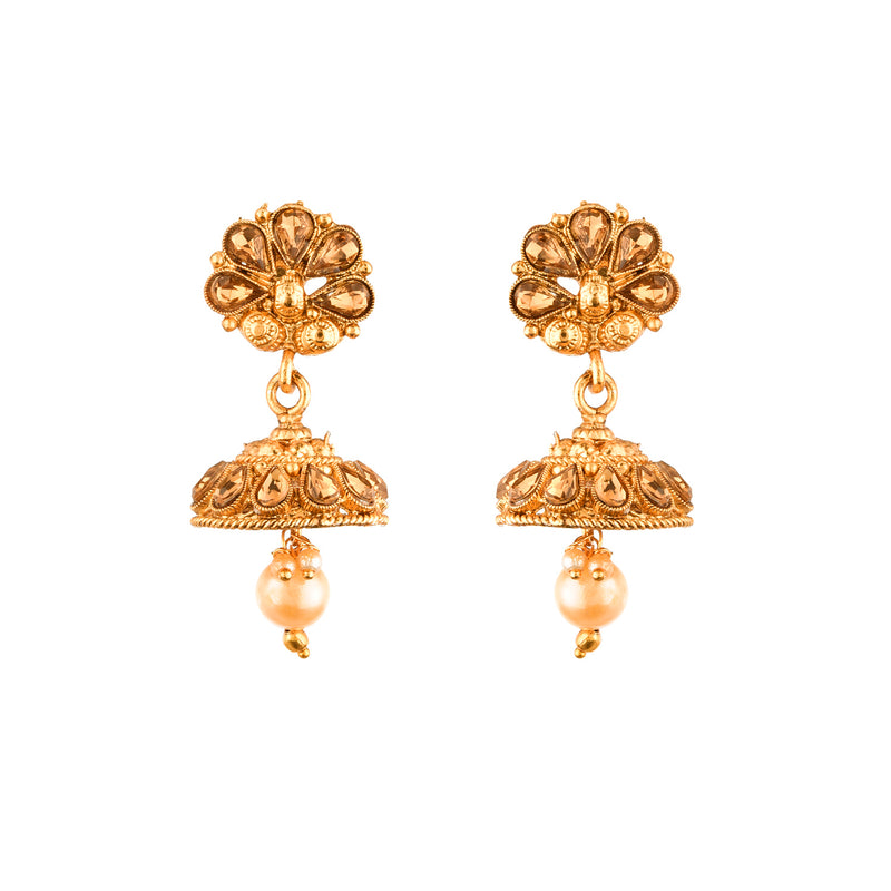 LCT Gold Plated Pearl Choker Necklace Set with Earring and Mangtikka Bridal Jewellery