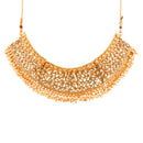 Gold Plated Kundan and Pearl Choker Necklace Set With Earrings and Maang-Tikka Wedding Jewellery