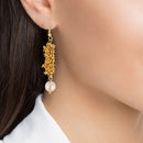 Gold Plated Pearl Studded Royal Chain Necklace Set with Earrings