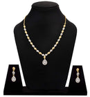 Zeneme Fascinating Gold Tone Necklace Set & Earring Adorned with American Diamond Jewellery for Women and Girl