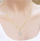 Zeneme Fascinating Gold Tone Necklace Set & Earring Adorned with American Diamond Jewellery for Women and Girl