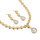Zeneme Fascinating Gold Tone Necklace Set & Earring Adorned with American Diamond Jewellery for Women and Girl