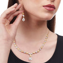 Zeneme Fascinating Gold Tone Necklace Set & Earring Adorned with American Diamond Jewellery for Women and Girl