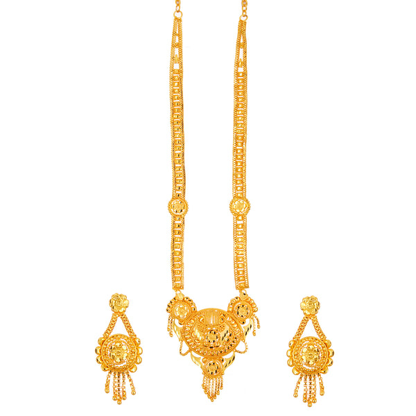 Gold Plated Traditional Rani Haar Necklace Set with Earring One Gram God Jewellery