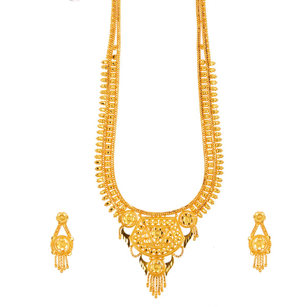 Gold Plated Traditional Rani Haar Necklace Set with Earring One Gram God Jewellery