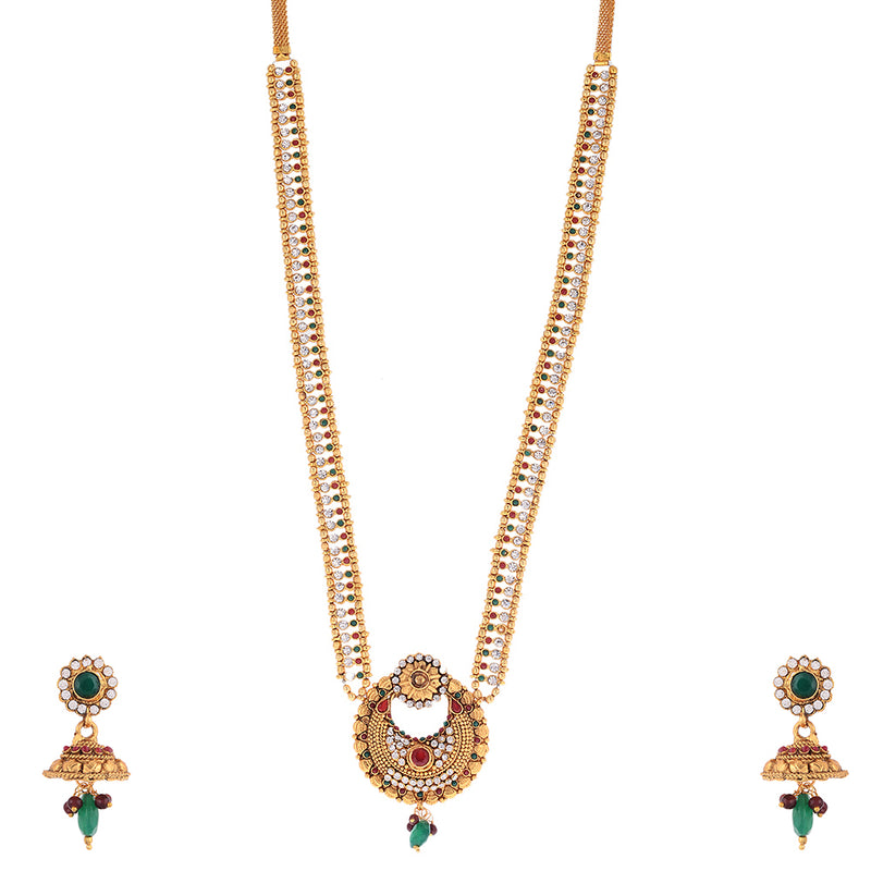 Jewellery Set Gold Plated Long Harama Tradition Necklace With Earring Wedding Jewellery For Women