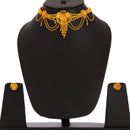 Floral Intricate Textured Gold-Plated Temple Jewellery Set
