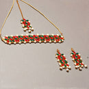 Flower Shaped Choker Bridal Necklace Set With Earrings Maang Tikka Jewellery