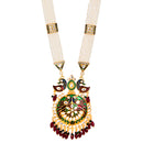 Gold Plated Long Necklace Hyderabadi Design Pearl Peacock Necklace Set With Earring