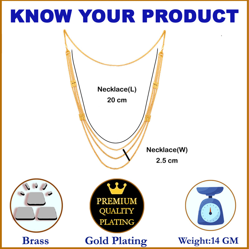 Gold Plated Multi Strand Long Haram Necklace Set Jewellery