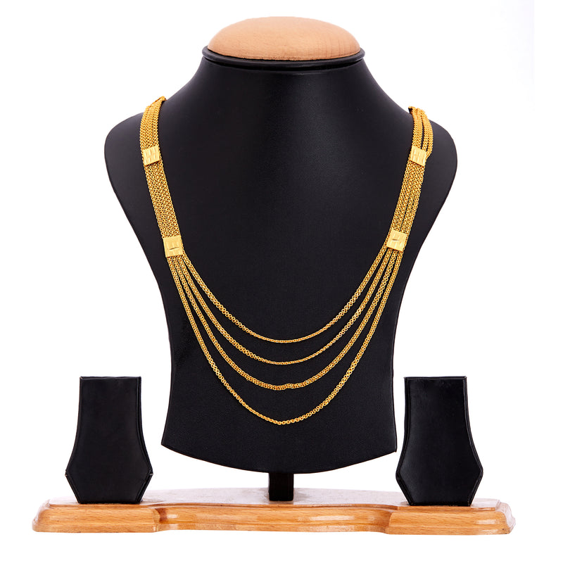 Gold Plated Multi Strand Long Haram Necklace Set Jewellery
