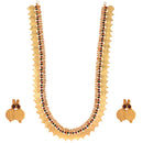 Jewellery Set Gold Plated Long Traditional Maharani Beads Studded Temple Coin Necklace Set with Earrings Jewellery For Women & Girls