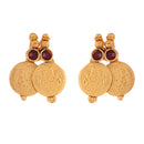 Jewellery Set Gold Plated Long Traditional Maharani Beads Studded Temple Coin Necklace Set with Earrings Jewellery For Women & Girls