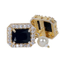 Gold-Plated & Black Stone-Studded & Beaded Layered Temple Jewellery Set Combo