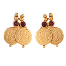 Jewellery Set Gold Plated Long Traditional Maharani Red Pearl Studded Temple Coin Necklace Set with Earrings Jewellery For Women & Girls