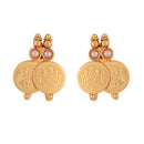 Jewellery Set Gold Plated Long Traditional Maharani White Pearl Studded Temple Coin Necklace Set with Earrings Jew