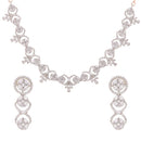Rhodium-Plated with Silver-Tone White American Diamond-Studded Jewellery Set