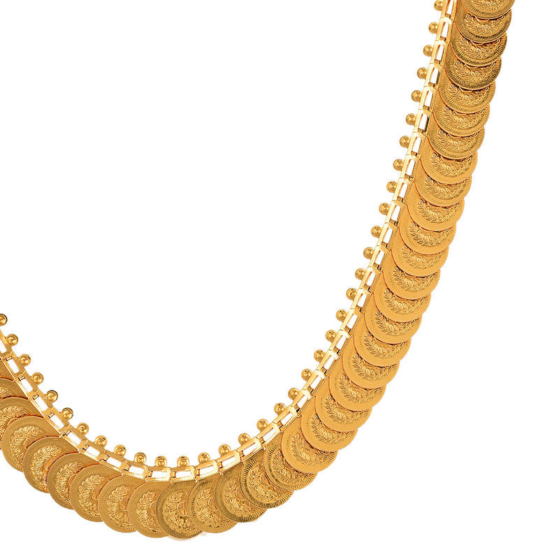 Necklace Gold Plated Long Temple Coin Traditional Fashion Jewellery Set For Women and Girls