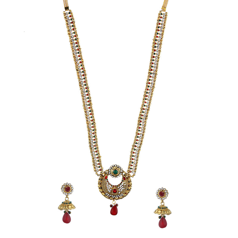 Traditional  Gold Plated Maharani Temple Coin Long Haram Necklace Jewellery