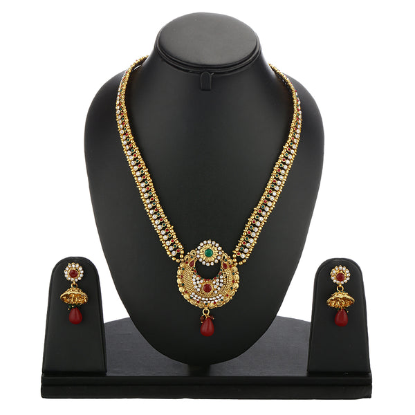 Traditional  Gold Plated Maharani Temple Coin Long Haram Necklace Jewellery