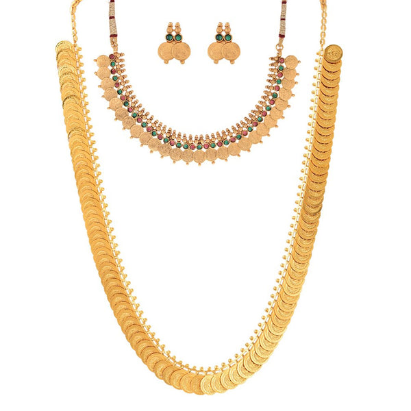 Gold-Plated Lakshmi Temple Coin Jewellery Set Combo