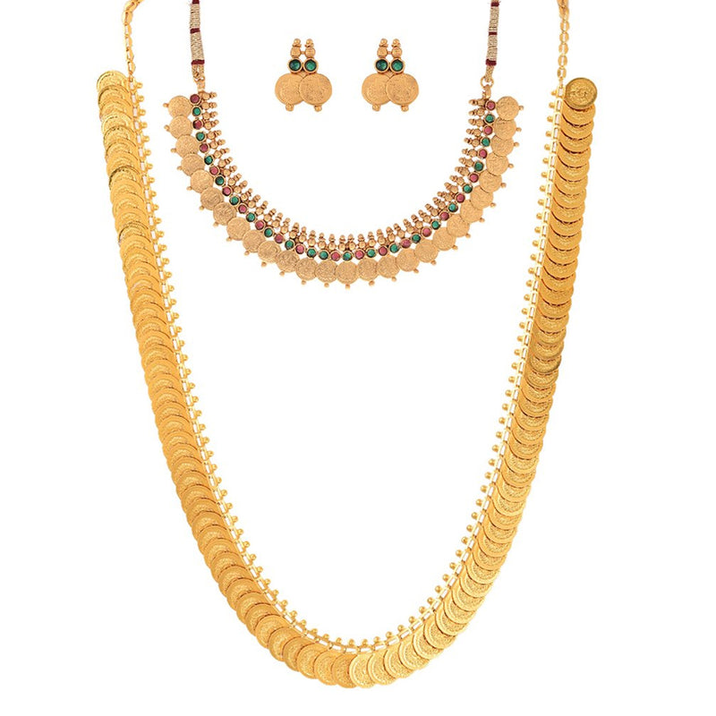 Gold-Plated Lakshmi Temple Coin Jewellery Set Combo