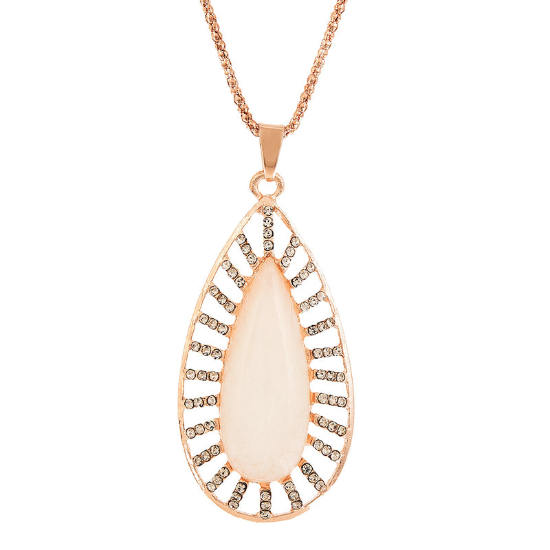 Gold Plated Designer Trendy Pearshaped Pink Colour Fashion Long Chain Pendant