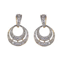Gold-Plated Circular White Cubic Zirconia Studded Pendant Set
