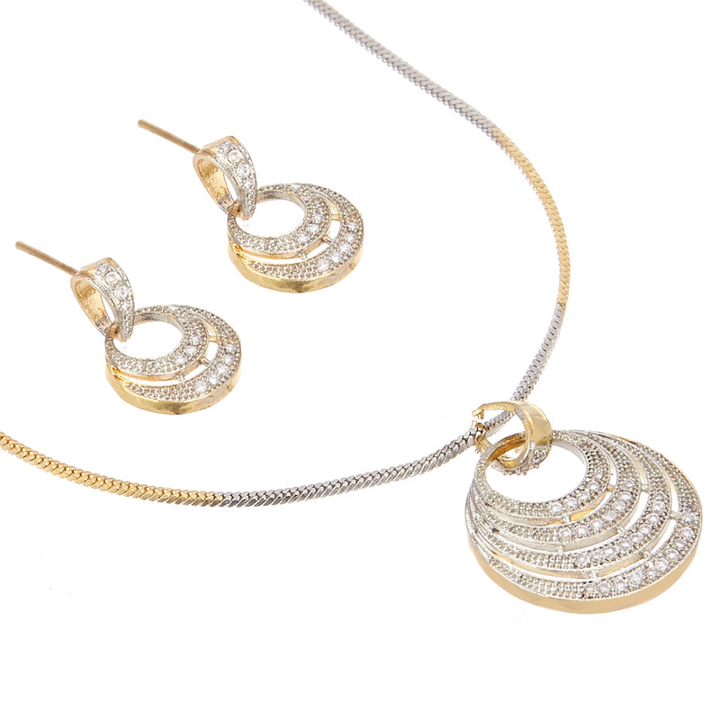 Gold-plated and Cubic Zirconia Pendant Set