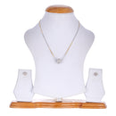 Gold-Plated Spherical White Cubic Zirconia Studded Pendant Set