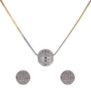Gold-Plated Spherical White Cubic Zirconia Studded Pendant Set