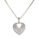 Gold-plated Heart White Cubic Zirconia Studded Pendant Set