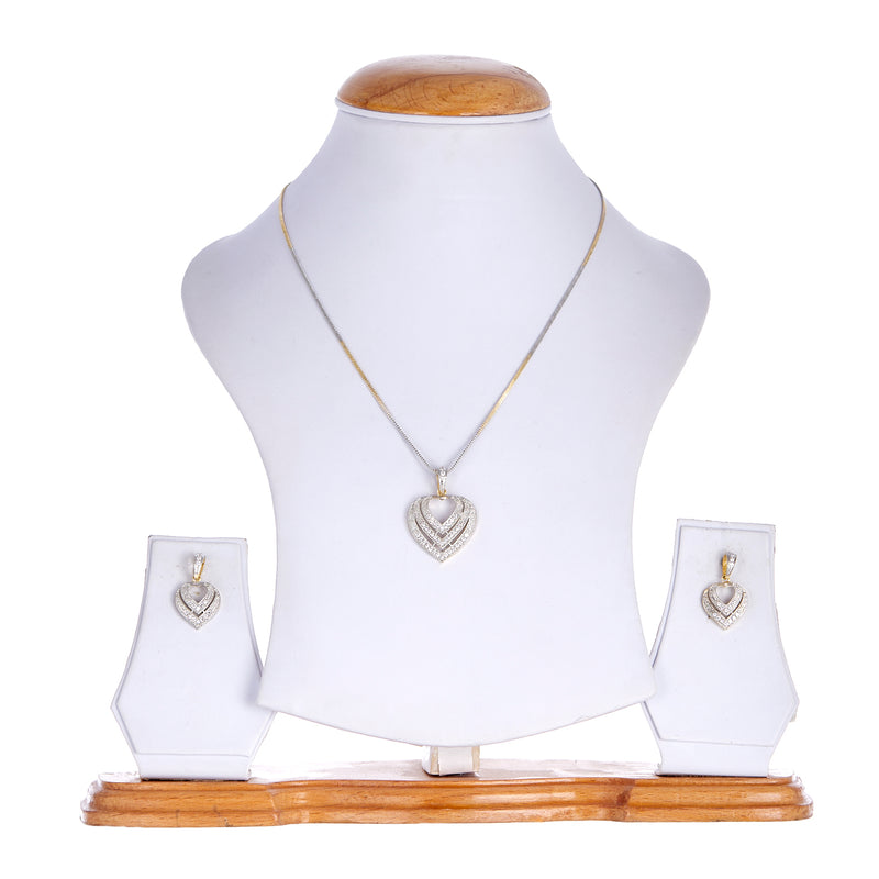 Gold-plated and Cubic Zirconia Pendant Necklace Set for Women & Girls
