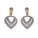 Gold-plated Heart White Cubic Zirconia Studded Pendant Set