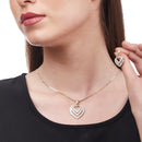 Gold-plated Heart White Cubic Zirconia Studded Pendant Set