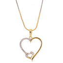 Gold-plated Heart White Cubic Zirconia Studded Pendant