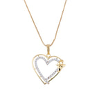 Gold-plated Double Heart White Cubic Zirconia Studded Pendant