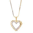 Gold-plated Double Heart White Cubic Zirconia Studded Pendant
