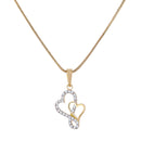 Gold-plated Double Infinity  Heart White Cubic Zirconia Studded Pendant