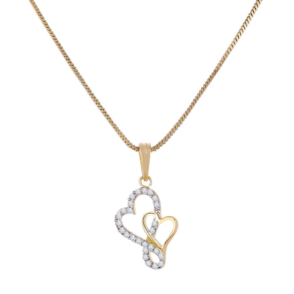 Gold-plated Double Infinity  Heart White Cubic Zirconia Studded Pendant