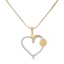 Gold-plated Flower & Heart White Cubic Zirconia Studded Pendant