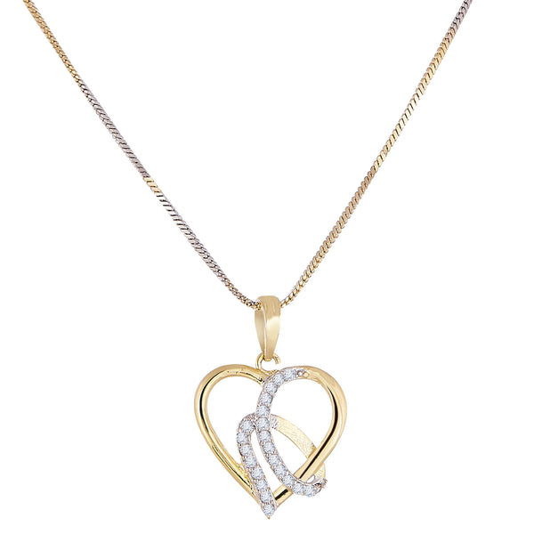 Gold-plated Intertwined Heart White Cubic Zirconia Studded Pendant