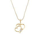 Gold-plated Double Heart White Cubic Zirconia Studded Pendant