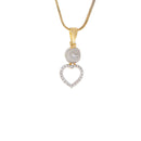 Heart Shaped American Diamond Gold Plated Pendant with Earring